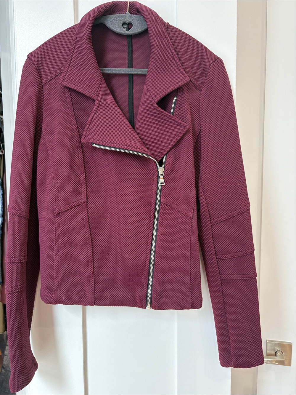 Express Women's Wine Asymmetric Zip Moto Jacket